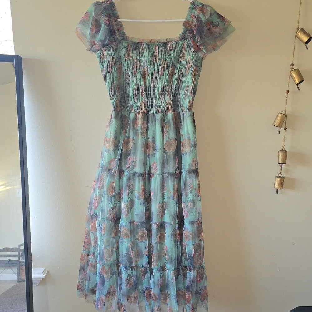 Baltic Born Dress in Green and Pink Floral - Picture 3 of 8